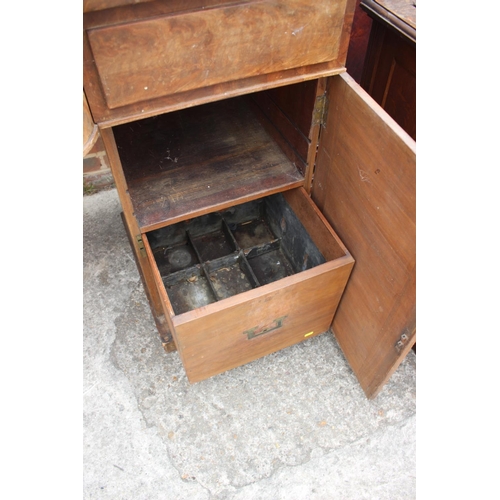 441 - A 19th century mahogany breakfront double pedestal sideboard, fitted three frieze drawers, over cupb... 