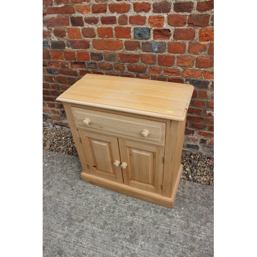 578 - Three waxed pine side cabinets, fitted drawers over cupboards, 27 1/2