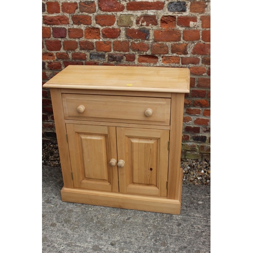 578 - Three waxed pine side cabinets, fitted drawers over cupboards, 27 1/2