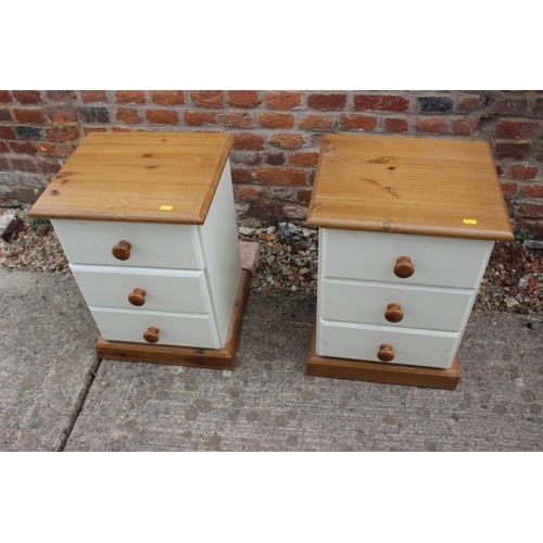 579 - A John Lewis Hungerford painted pine and pine top bedroom suite comprising, a chest of two short and... 