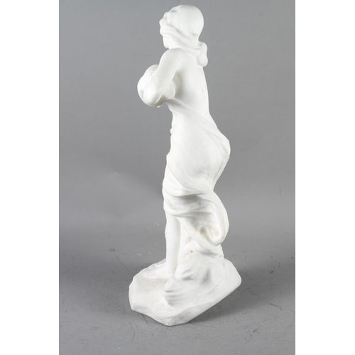 174 - A carved marble figure of a water carrier, 20 3/4