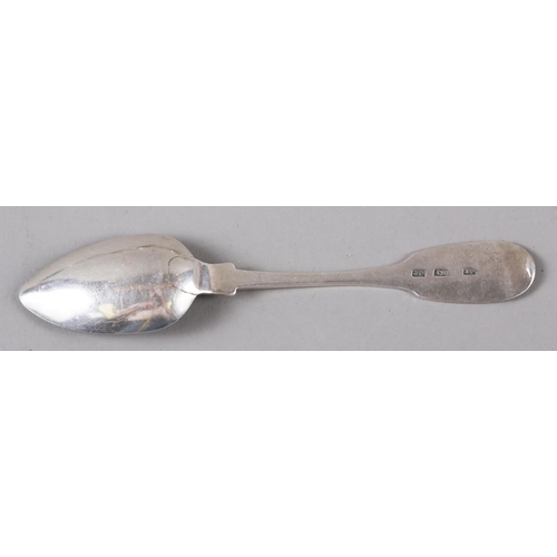 233 - A Scottish Aberdeen silver fiddle pattern teaspoon, eight assorted other 19th century fiddle pattern... 