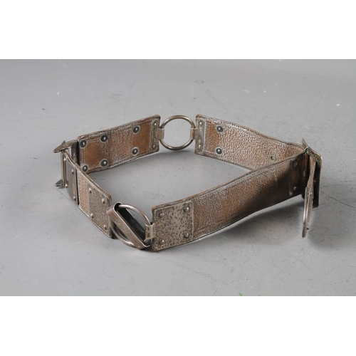 235 - A leather and silver mounted dog collar, 25 1/2