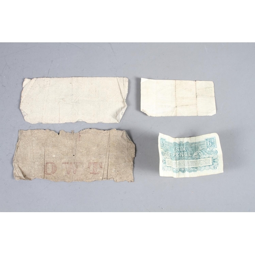 289 - A 19th century bank state of South Carolina two-dollar bill, a similar ten-cent bill, five 1920 Belg... 