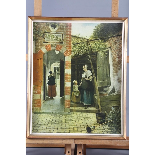 319 - After Canaletto: a colour print, view of Venice, a colour print, Dutch townscape, and a number of ot... 