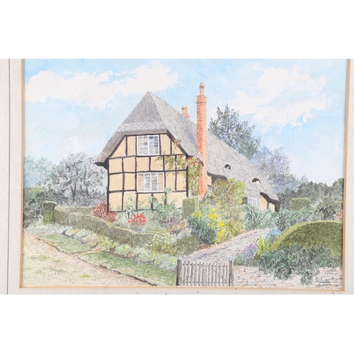 369 - Miners?: watercolour and pencil study of a medieval building, 10 1/2