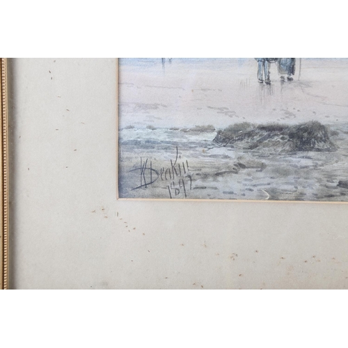 370 - W DeaKill?, 1892: a pair of watercolours, Dutch coastal scenes with figures, 10 1/4