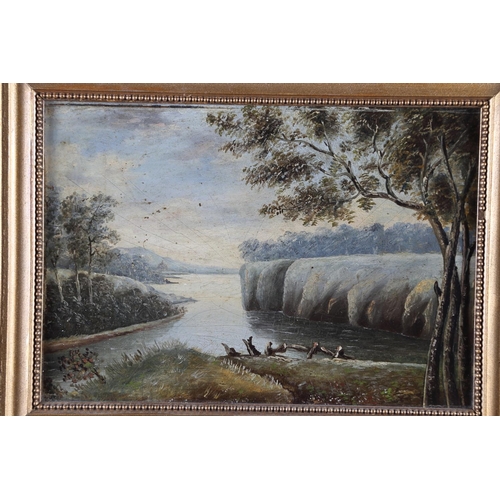 383 - A pair of 19th century oils on card landscapes, 6 1/4