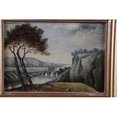 383 - A pair of 19th century oils on card landscapes, 6 1/4