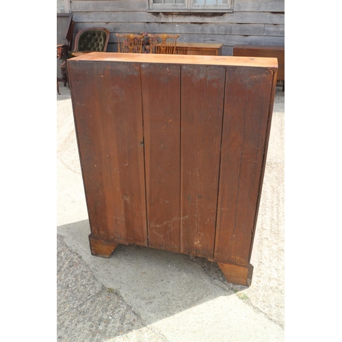 399 - A Georgian mahogany fall front bureau with fitted interior, over four long graduated drawers with pi... 