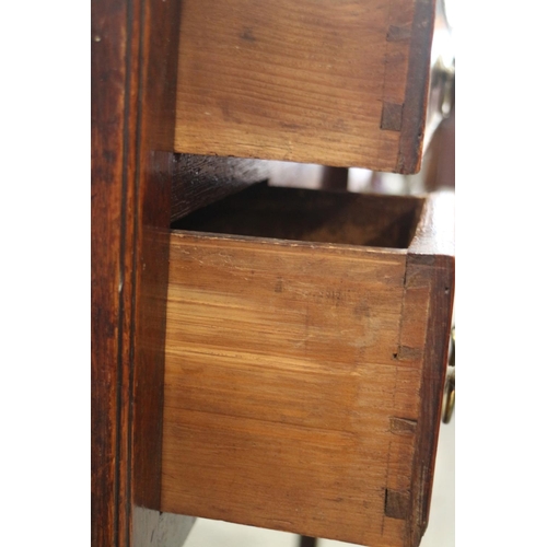 406 - A late 18th century oak lowboy, fitted three drawers, on square chamfered supports, 30