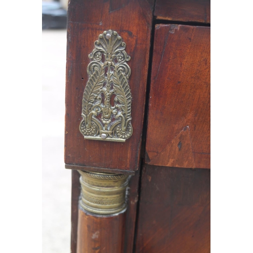 437 - A 19th century Continental walnut sideboard, fitted one long drawer, over two doors with flanking co... 