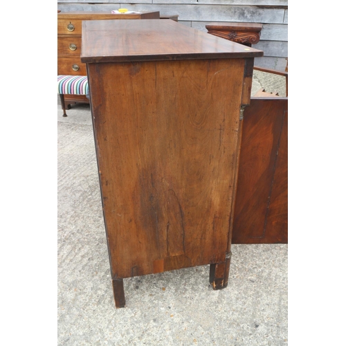 437 - A 19th century Continental walnut sideboard, fitted one long drawer, over two doors with flanking co... 