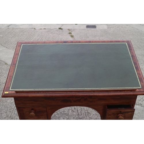 439 - An architect's 19th century mahogany table with adjustable tooled leather lined top, fitted two draw... 