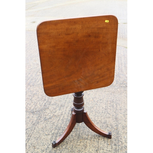 459 - A 19th century mahogany rectangular tilt top occasional table, on turned column and tripod splay sup... 