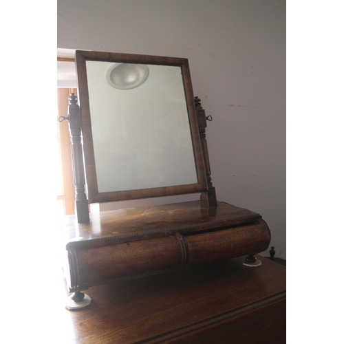 474 - A 19th century toilet mirror, fitted two drawers with shaped fronts, on turned supports, 18