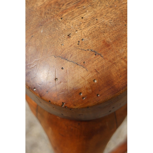 490 - A pair of fruitwood splat and spindle back side chairs with panel seats, on turned and stretchered s... 