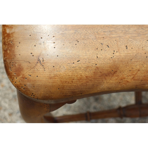 490 - A pair of fruitwood splat and spindle back side chairs with panel seats, on turned and stretchered s... 