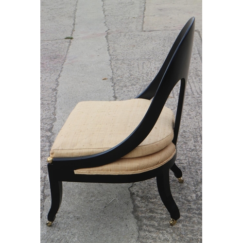 500 - A pair of Biedermeier design ebonised swag and splat back occasional chairs with woven cane cushions... 