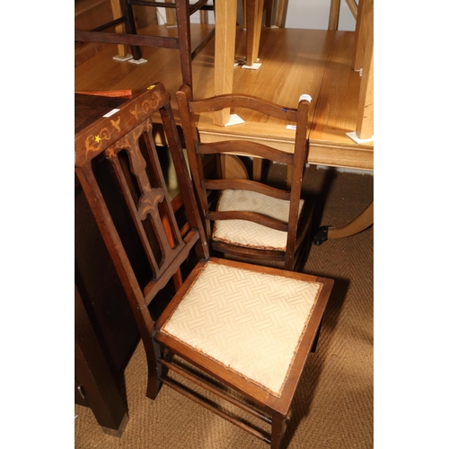 555 - Five Edwardian mahogany and inlaid occasional chairs, various (damages)