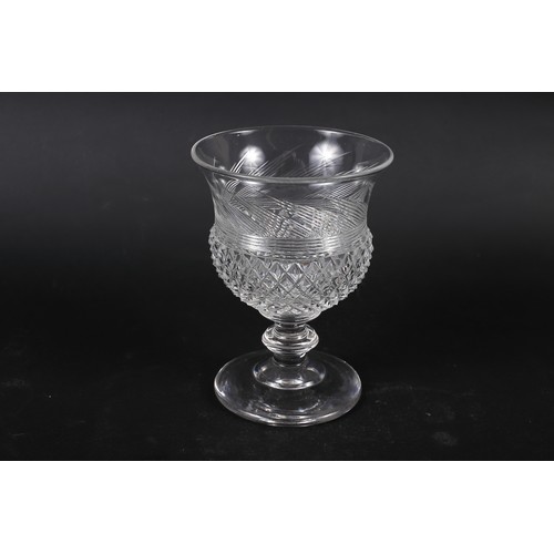 28 - Six custard glasses, cut ovals, a set of six similar champagne glasses and other drinking glasses