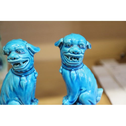 69 - A pair of green glazed Dogs of Fo, 6