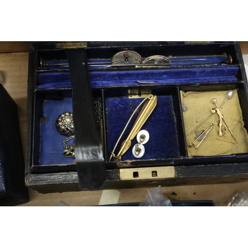 217 - Mixed plated cutlery, assorted costume jewellery and miscellaneous other items, in box