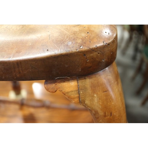 490 - A pair of fruitwood splat and spindle back side chairs with panel seats, on turned and stretchered s... 