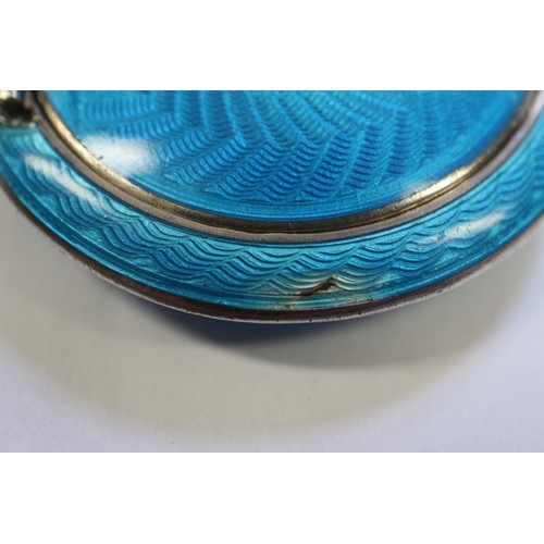 243 - A silver and blue guilloche enamel compact and a similar silver and enamel propelling pencil