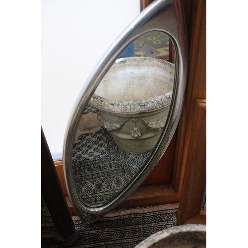 468 - A polished aluminium framed oval wall mirror, 31