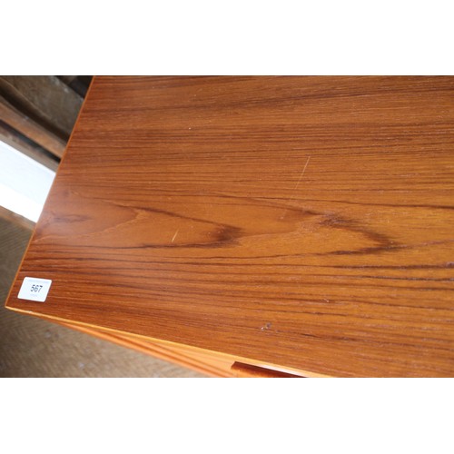 567 - A 1960s teak double pedestal desk, fitted one deep and three shallow drawers, on stile supports, 59