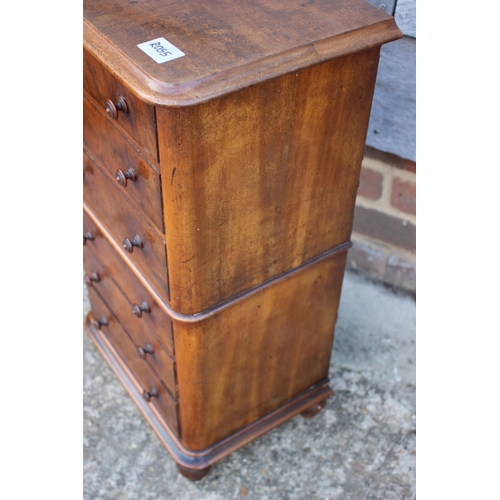 423 - A collector's Victorian mahogany chest of six long graduated drawers, on turned supports, 13 1/2