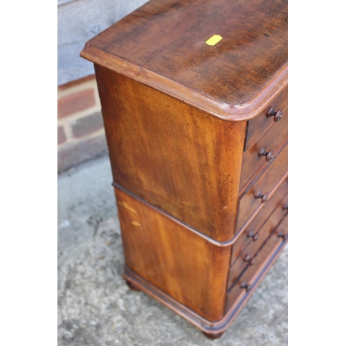 423 - A collector's Victorian mahogany chest of six long graduated drawers, on turned supports, 13 1/2