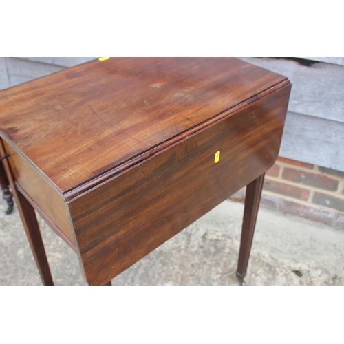 432 - A 19th century mahogany flap top bedside table, fitted cupboard, on moulded castored supports, 33