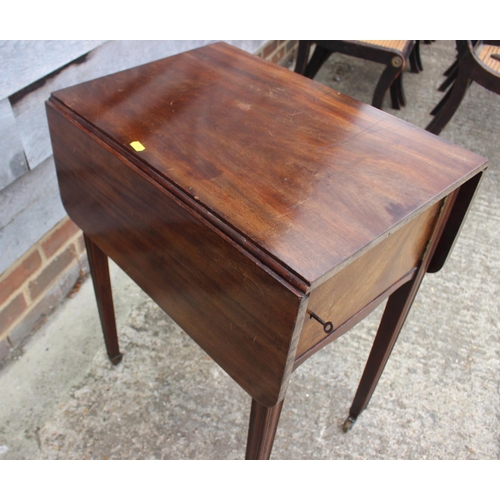 432 - A 19th century mahogany flap top bedside table, fitted cupboard, on moulded castored supports, 33