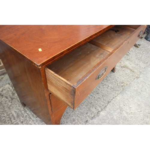 503 - A mahogany chest of two drawers, on splay bracket supports, 41