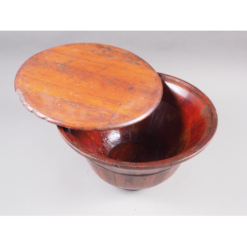 139 - A Chinese coopered softwood bowl and cover, 12