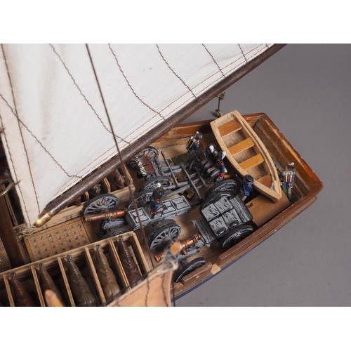 145 - Seven wooden models of naval and sailing boats, various