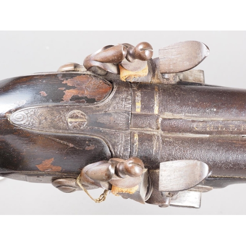 157 - An early 19th century flintlock double barrelled shotgun, by Joseph Gully, barrels 32