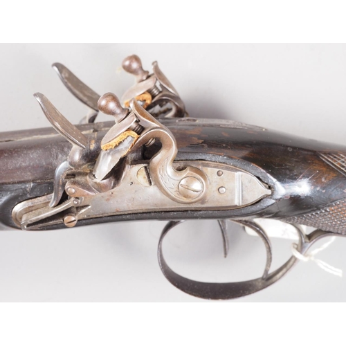 157 - An early 19th century flintlock double barrelled shotgun, by Joseph Gully, barrels 32