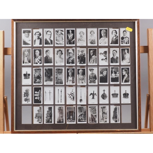 201 - Eight framed part sets of cigarette cards, including Castella British Aviation, Wills Cigarettes flo... 