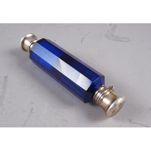 236 - A Sampson & Mordan double ended Bristol blue glass and white metal mounted scent bottle, and a T... 