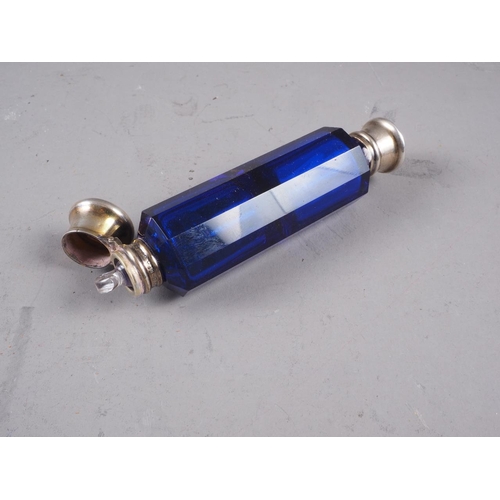 236 - A Sampson & Mordan double ended Bristol blue glass and white metal mounted scent bottle, and a T... 