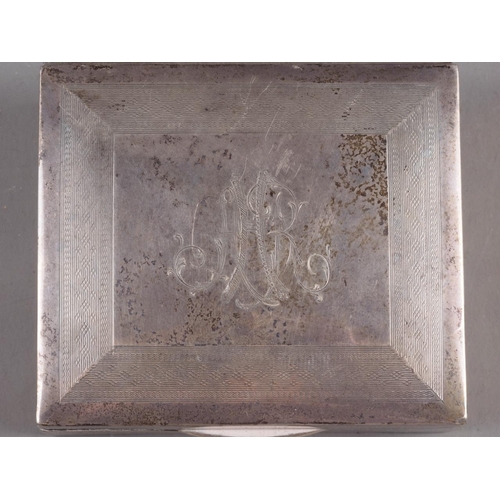 237 - A silver cigarette box with engraved initials, a 