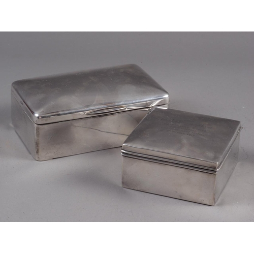 238 - A silver two-section cigarette box and another smaller cigarette box