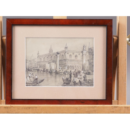 294 - A 19th century pencil and white, view of Ducal Palace Venice, 4