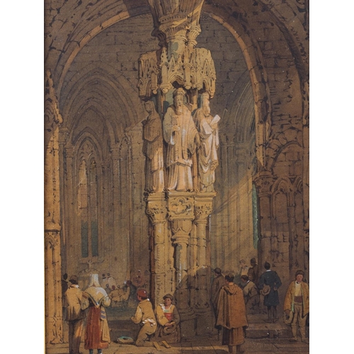 296 - George Percy Ashburnham: a 19th century watercolour, church interior, 12