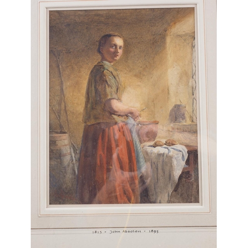 300 - John Absolon: watercolours, portrait of a scullery maid, 9 3/4