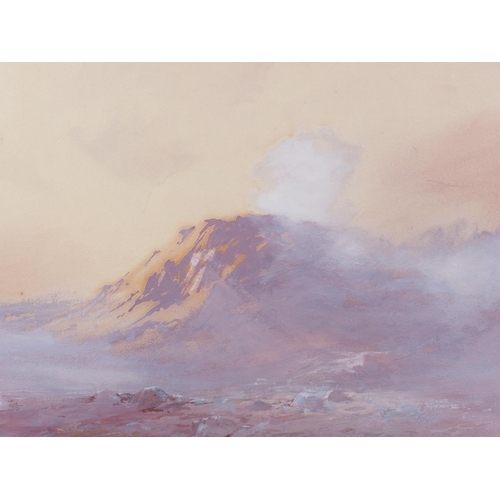 306 - Baragwanath King: watercolours, moorland scene at dusk, 10 1/2