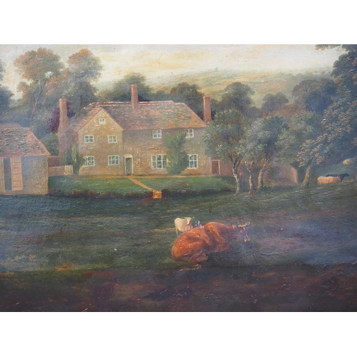 360 - An early 19th century Naive oil on canvas, view of Golder Farm Oxfordshire, 30